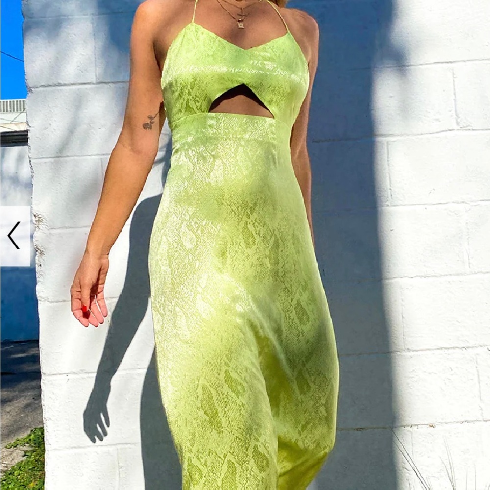 XL AFRM Like Green Snakeskin Print Dress